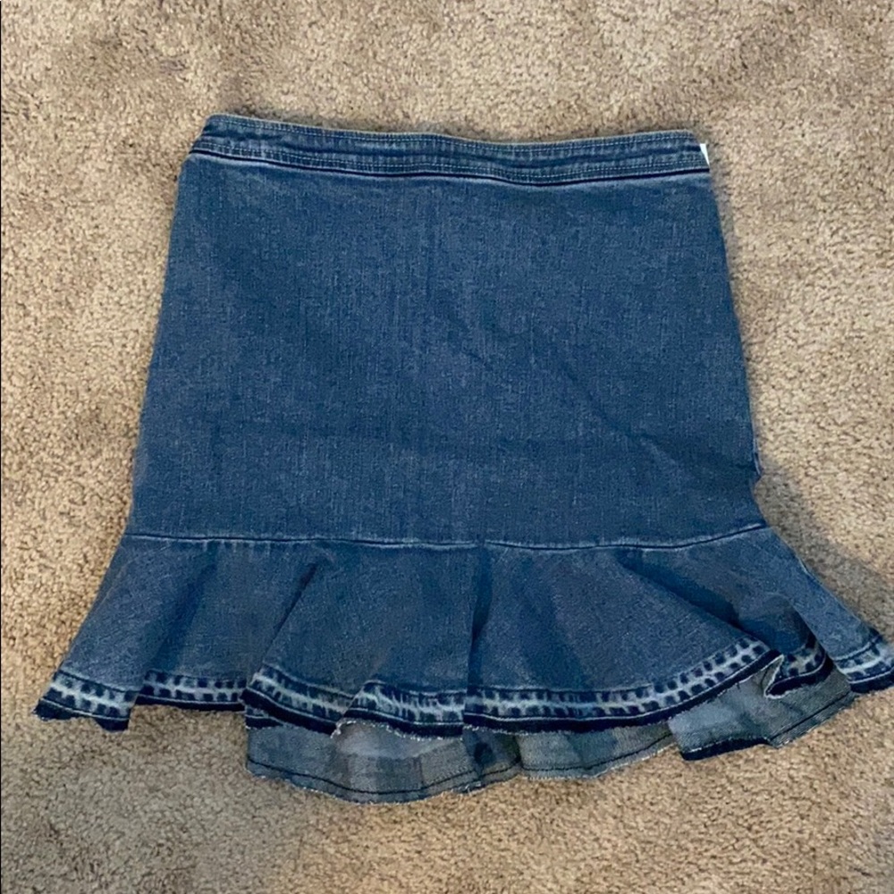 Kara frayed denim jean skirt